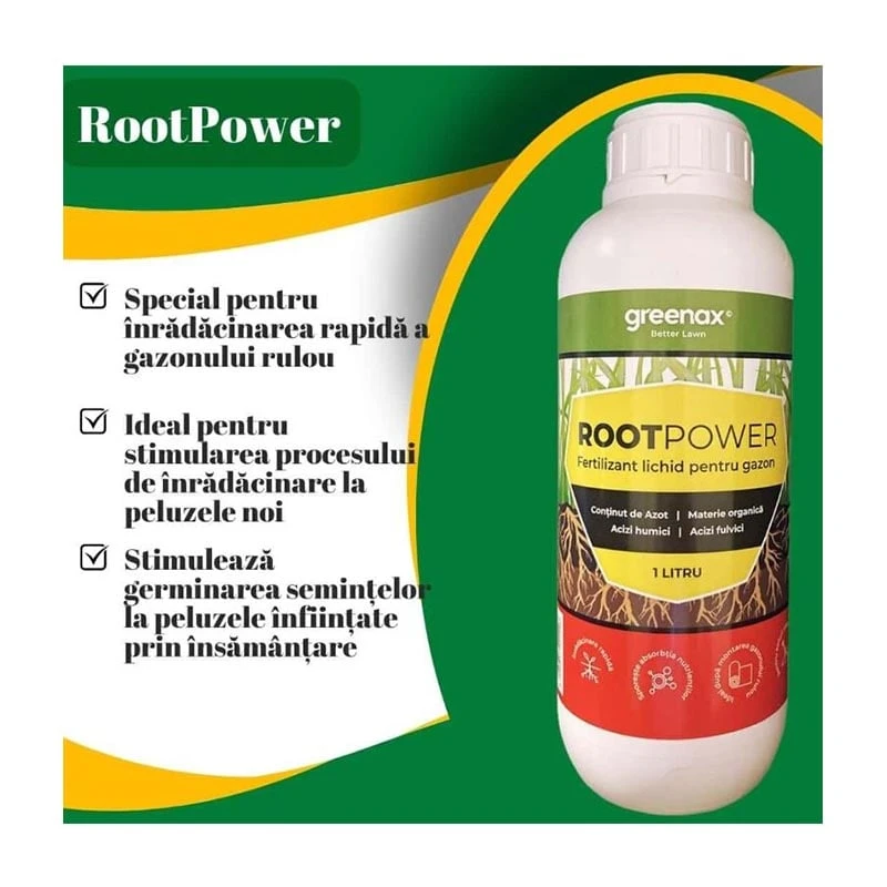 Ingrasamant lichid gazon Greenax ROOTPOWER, 1 Litru